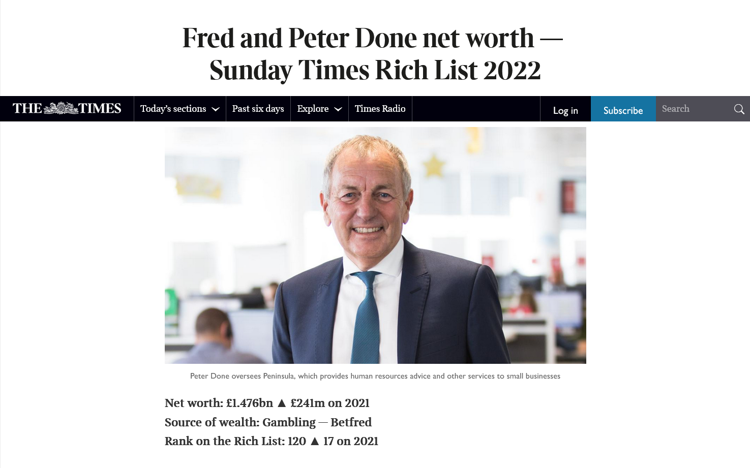 Sunday Times Rich lijst met de rijkste mensen van expolitatie van
